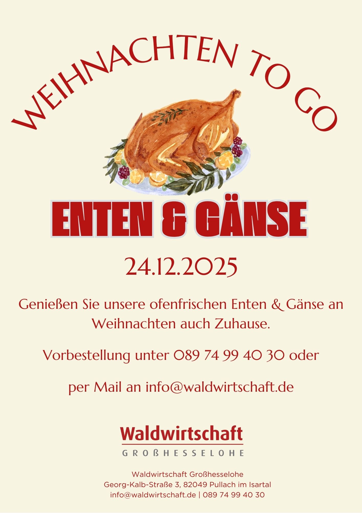 Aushang To Go Bestellung Weihnachten 2025