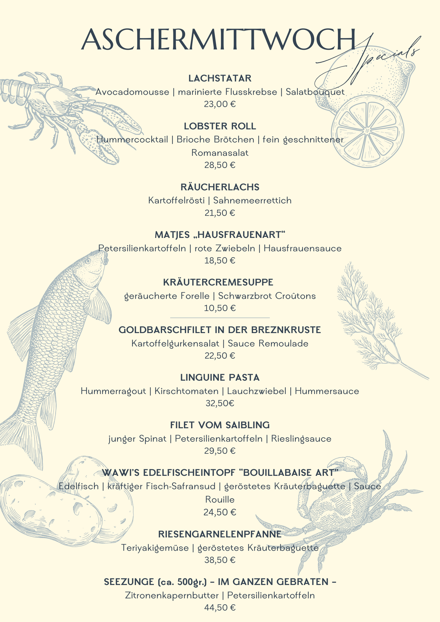 Aschermittwoch Menü 2026 A4